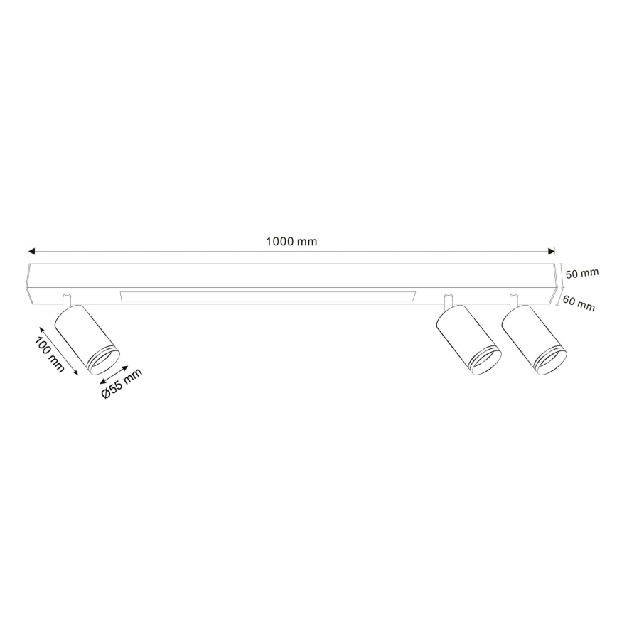 LED lubinis šviestuvas PARYŽIUS LED/24W/230V + 3xGU10/10W juoda