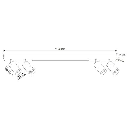 LED lubinis šviestuvas PARYŽIUS LED/24W/230V + 4xGU10/10W juoda