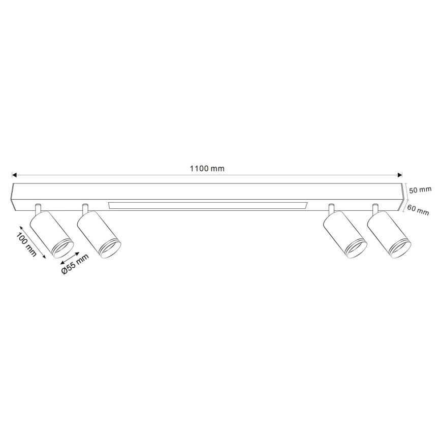LED lubinis šviestuvas PARYŽIUS LED/24W/230V + 4xGU10/10W juoda