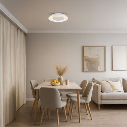 LED lubinis šviestuvas PIATTINO, 30W, 230V, 3000/4000/6000 K, Ø 40 cm, baltas