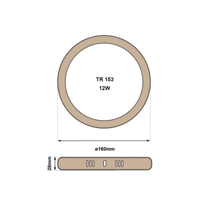 LED lubinis šviestuvas RING LED/12W/230V 4200K diametras 16 cm ruda