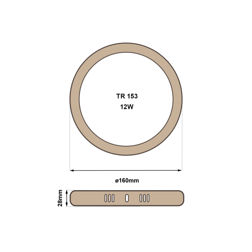 LED lubinis šviestuvas RING LED/12W/230V 4200K diametras 16 cm ruda