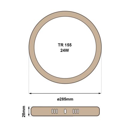 LED lubinis šviestuvas RING LED/24W/230V 4200K diametras 28,5 cm ruda