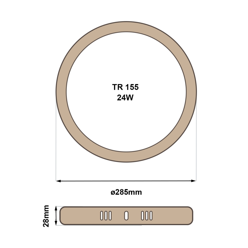 LED lubinis šviestuvas RING LED/24W/230V 4200K diametras 28,5 cm ruda