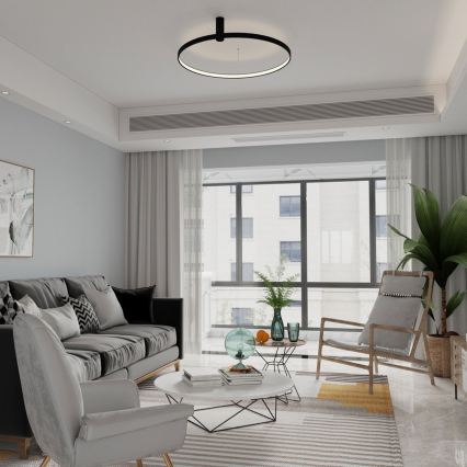 LED lubinis šviestuvas RING S, 34 W, 230 V, 3000/4000/6000 K, Ø 60 cm, juodas