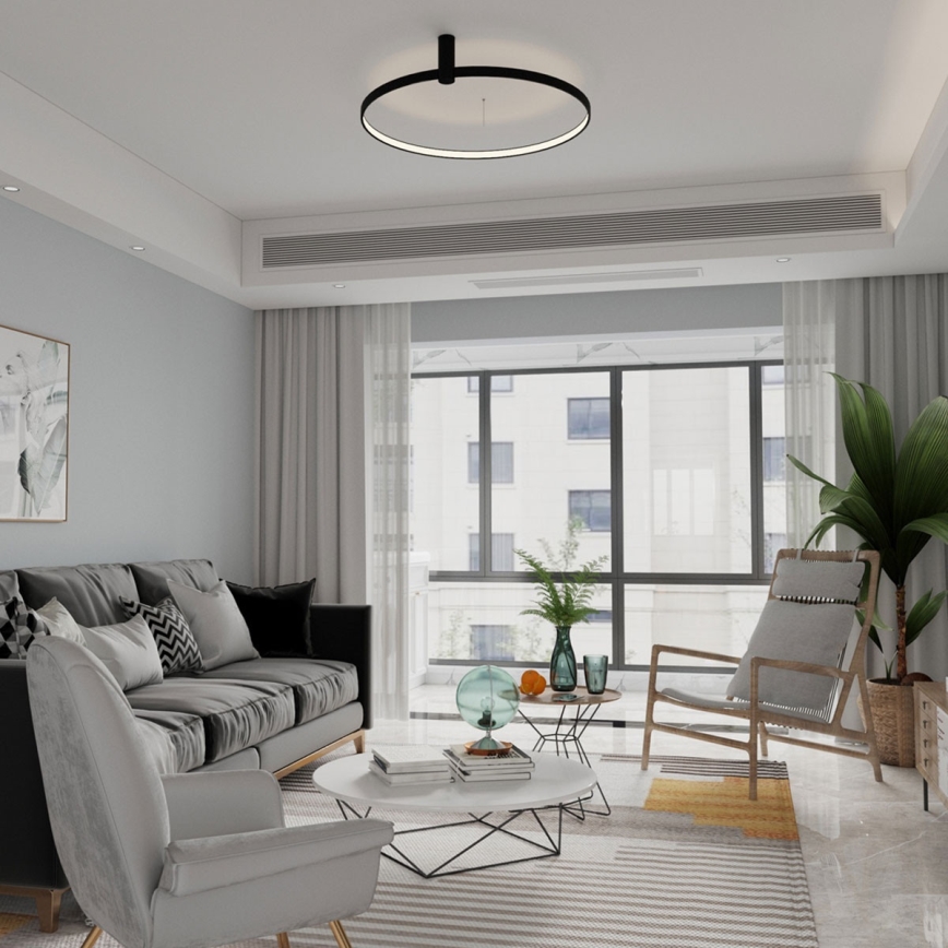 LED lubinis šviestuvas RING S, 34 W, 230 V, 3000/4000/6000 K, Ø 60 cm, juodas