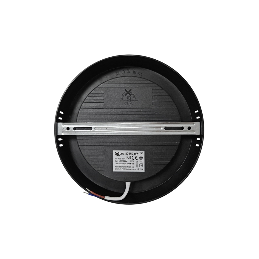 LED lubinis šviestuvas ROUND LED/18W/230V 4000K diametras 21,7 cm juoda