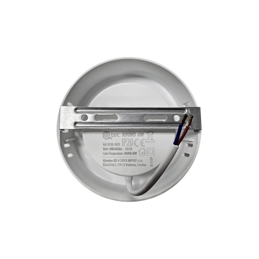 LED lubinis šviestuvas ROUND LED/6W/230V 4000K diametras 12,1 cm balta