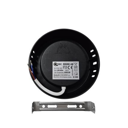 LED lubinis šviestuvas ROUND LED/6W/230V 4000K diametras 12,1 cm juoda