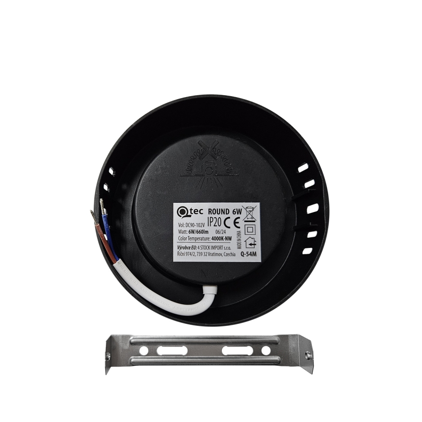LED lubinis šviestuvas ROUND LED/6W/230V 4000K diametras 12,1 cm juoda