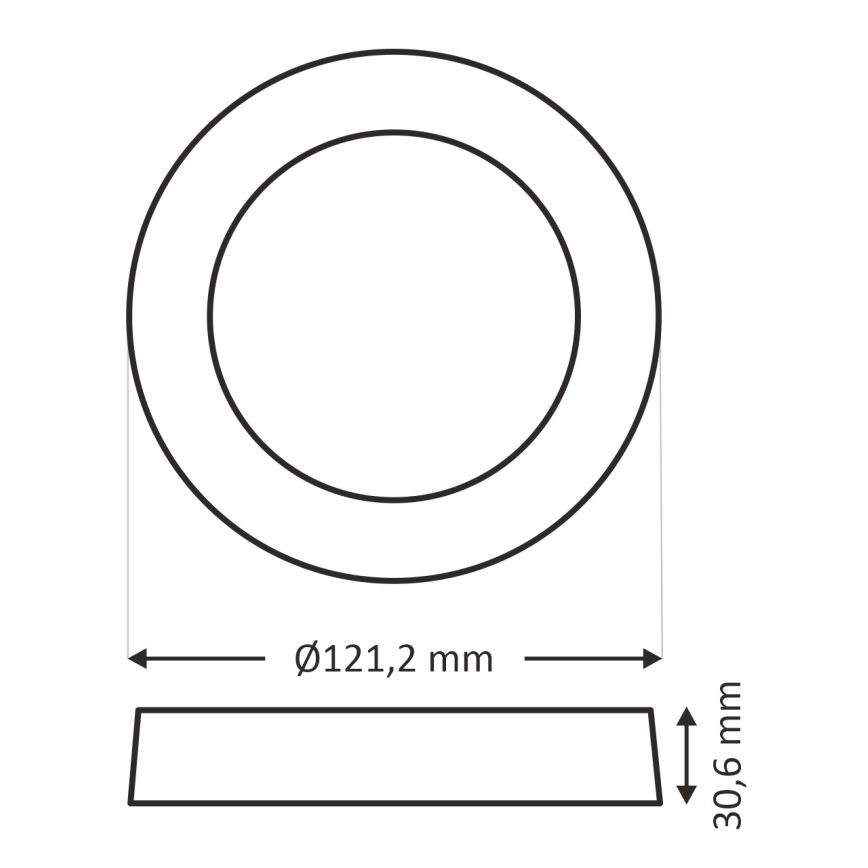 LED lubinis šviestuvas ROUND LED/6W/230V 4000K diametras 12,1 cm juoda