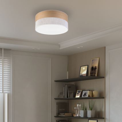 LED lubinis šviestuvas SIRJA WOOD LED/20W/230V diametras 35 cm balta/ąžuolas