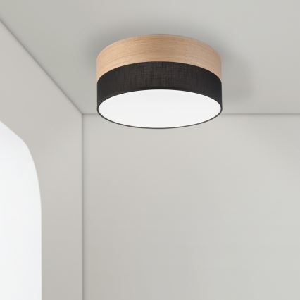 LED lubinis šviestuvas SIRJA WOOD LED/20W/230V diametras 35 cm juoda/ąžuolas