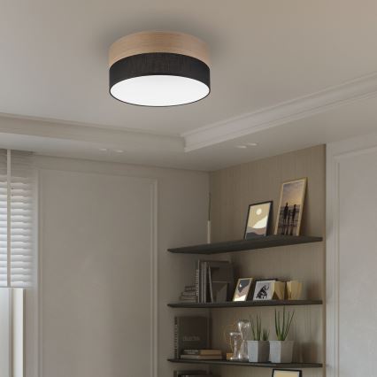 LED lubinis šviestuvas SIRJA WOOD LED/20W/230V diametras 35 cm juoda/ąžuolas