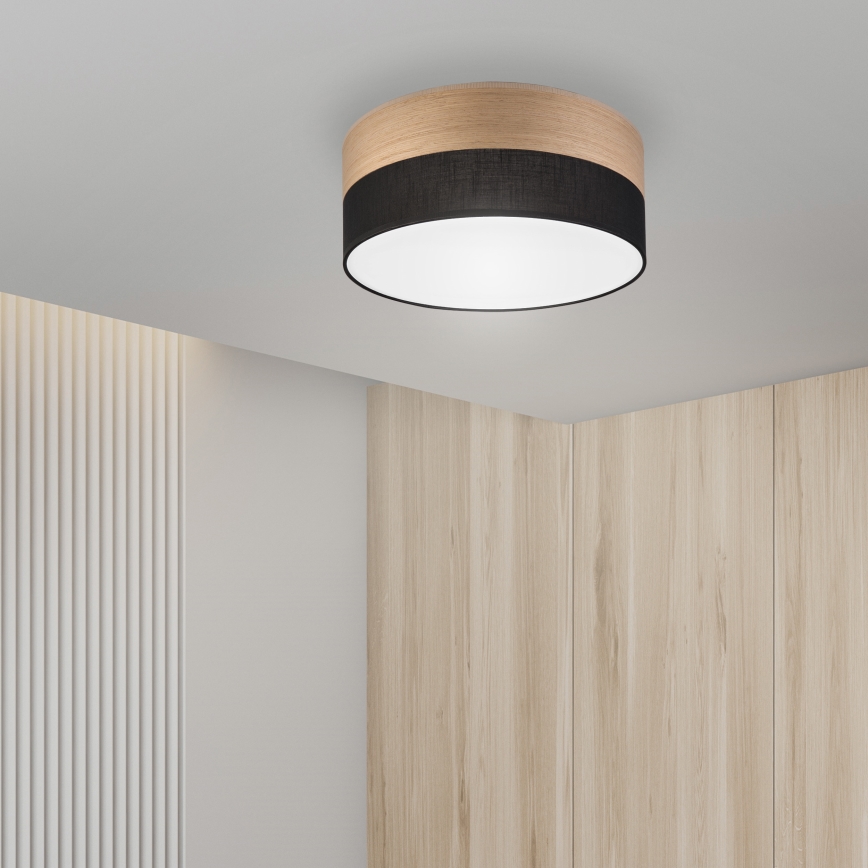 LED lubinis šviestuvas SIRJA WOOD LED/20W/230V diametras 35 cm juoda/ąžuolas