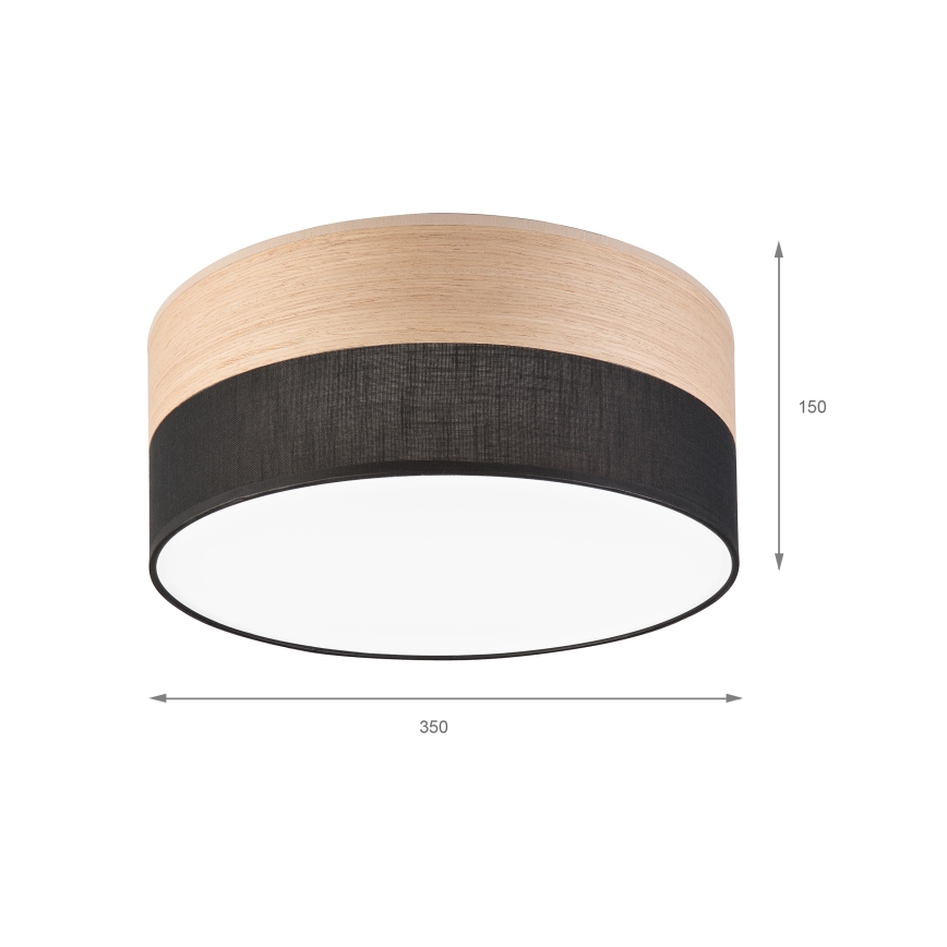 LED lubinis šviestuvas SIRJA WOOD LED/20W/230V diametras 35 cm juoda/ąžuolas