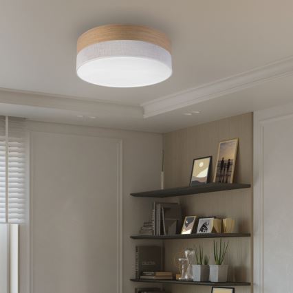 LED lubinis šviestuvas SIRJA WOOD LED/36W/230V diametras 45 cm balta/ąžuolas