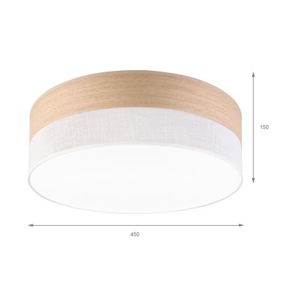 LED lubinis šviestuvas SIRJA WOOD LED/36W/230V diametras 45 cm balta/ąžuolas