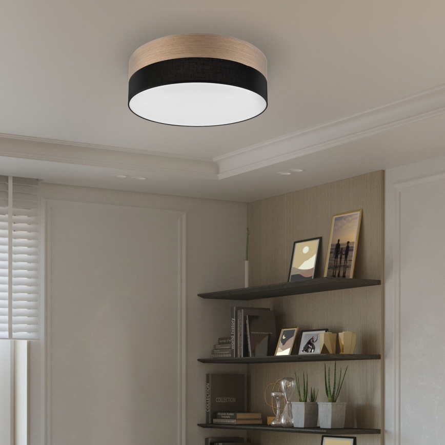 LED lubinis šviestuvas SIRJA WOOD LED/36W/230V diametras 45 cm juoda/ąžuolas
