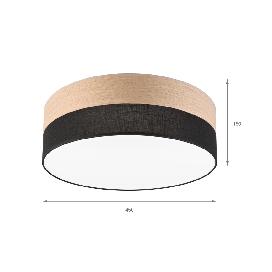LED lubinis šviestuvas SIRJA WOOD LED/36W/230V diametras 45 cm juoda/ąžuolas