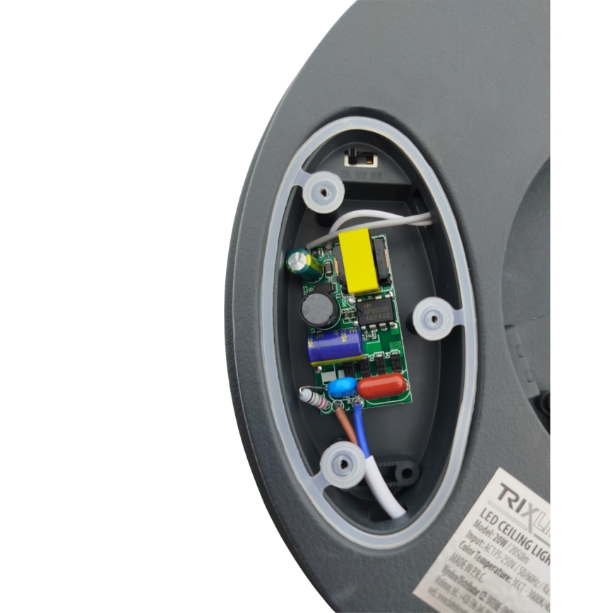 LED vonios kambario lubinis šviestuvas su judesio jutikliu LED/20W/230V 3000/4000/6500K skersmuo 23 cm IP54 antracitas