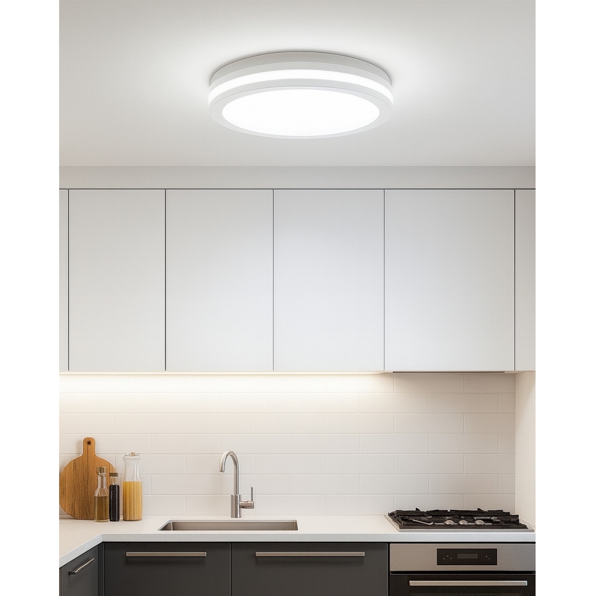 LED vonios lubinis šviestuvas su judesio jutikliu LED/20W/230V 3000/4000/6500K skersmuo 23 cm IP54 baltas