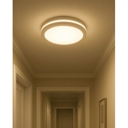 LED vonios lubinis šviestuvas su judesio jutikliu LED/20W/230V 3000/4000/6500K skersmuo 23 cm IP54 baltas