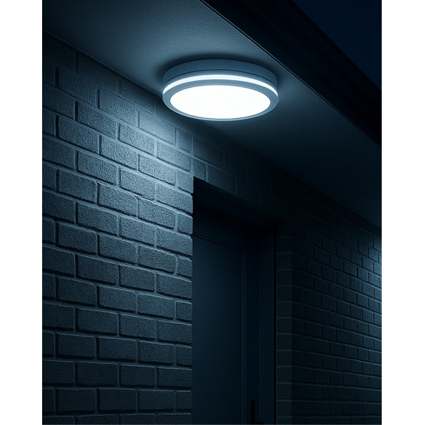 LED vonios lubinis šviestuvas su judesio jutikliu LED/20W/230V 3000/4000/6500K skersmuo 23 cm IP54 baltas