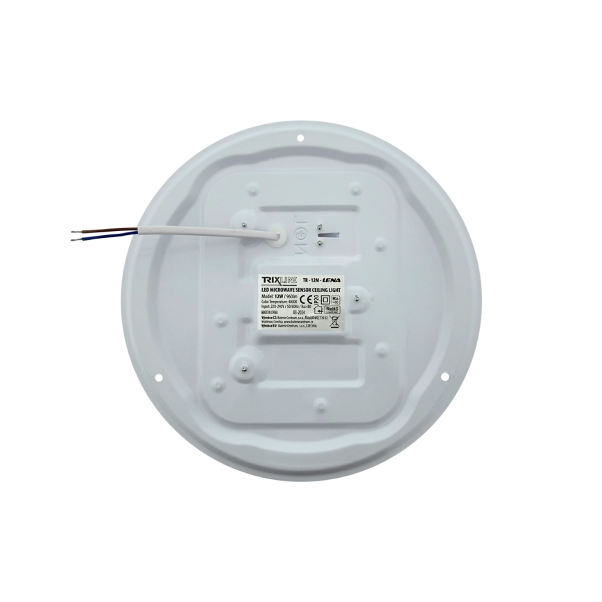 LED lubinis šviestuvas su judesio jutikliu LENA LED/12W/230V Ø 25,7 cm baltas