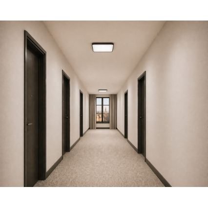 LED lubinis šviestuvas su judesio ir sutemų jutikliu WILTON LED/24W/230V 4000K 33x33 cm juodas