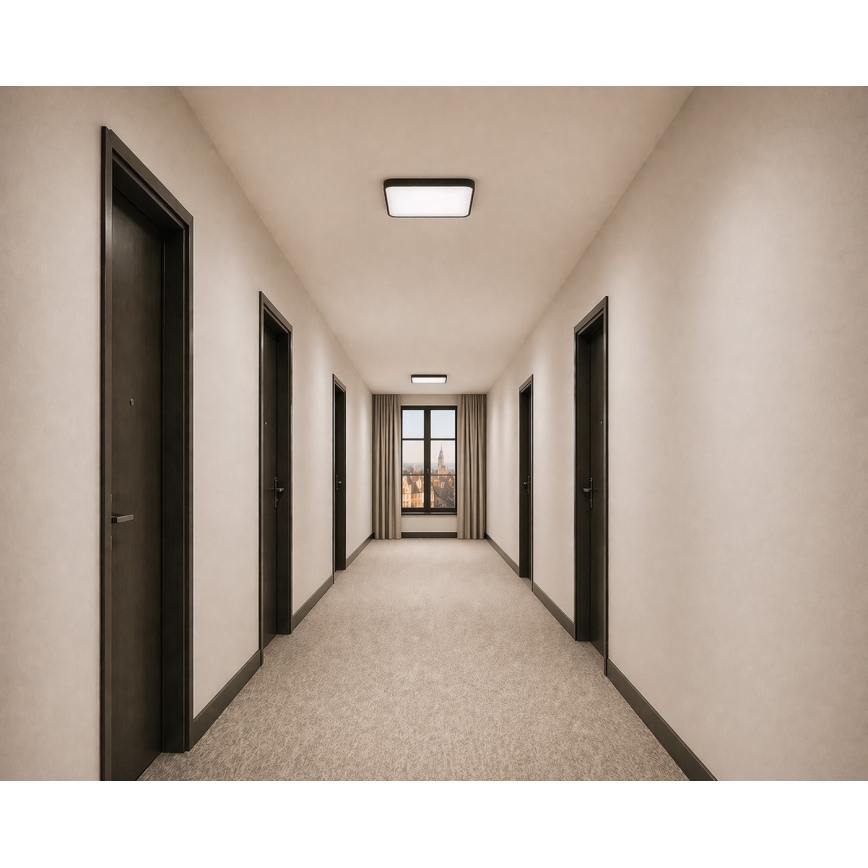 LED lubinis šviestuvas su judesio ir sutemų jutikliu WILTON LED/24W/230V 4000K 33x33 cm juodas