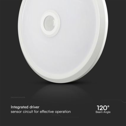 LED lubinis šviestuvas su jutikliu SAMSUNG CHIP LED/12W/230V 3000/4000/6000K diametras 29 cm balta