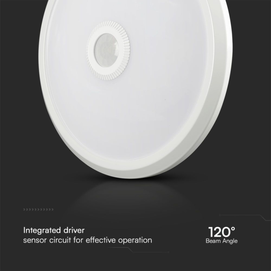 LED lubinis šviestuvas su jutikliu SAMSUNG CHIP LED/12W/230V 3000/4000/6000K diametras 29 cm balta