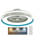 LED lubinis šviestuvas su ventiliatoriu LED/45W/230V 3000/4000/6500K mėlyna + nuotolinio valdymo pultas