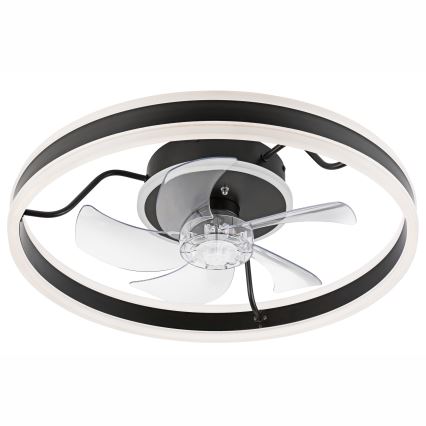 LED Pritemdomas lubinis šviestuvas su ventiliatoriumi APOLLO LED/38W/230V juoda + nuotolinio valdymo pultas