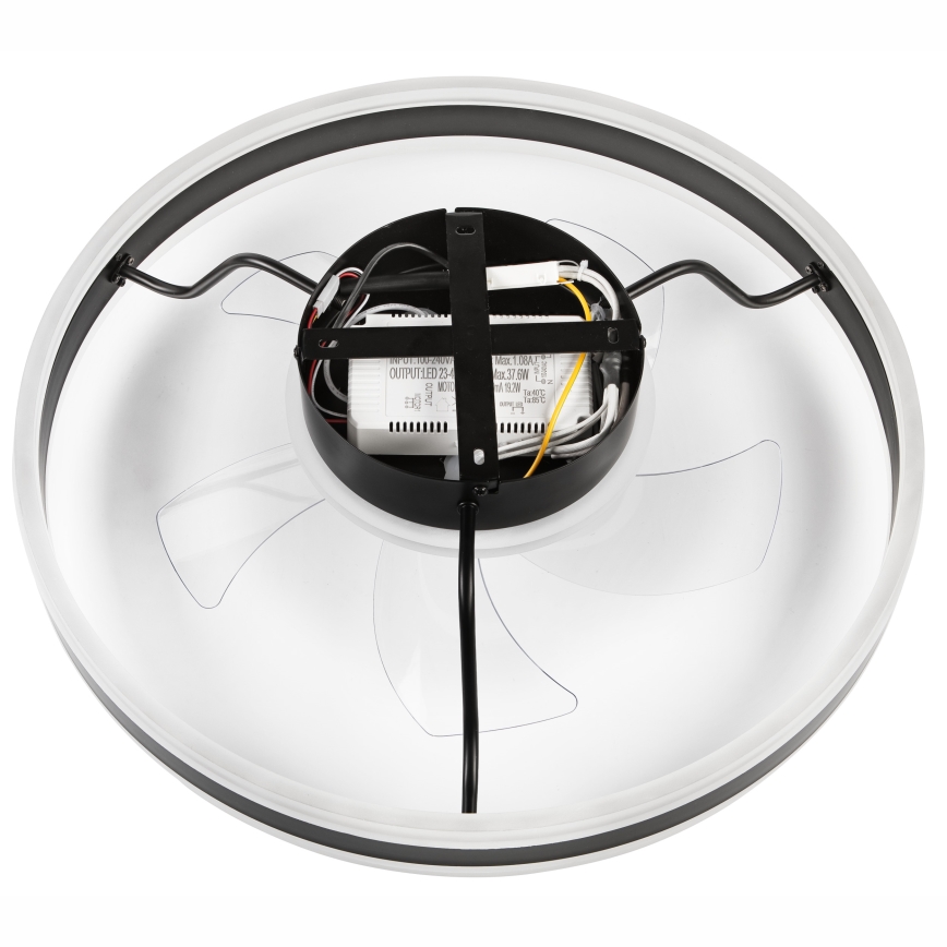 LED Pritemdomas lubinis šviestuvas su ventiliatoriumi APOLLO LED/38W/230V juoda + nuotolinio valdymo pultas