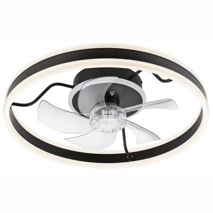 LED Reguliuojamas lubinis šviestuvas su ventiliatoriumi APOLLO LED/38W/230V juodas + nuotolinio valdymo pultas