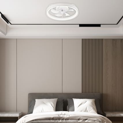 LED Pritemdomas lubinis šviestuvas su ventiliatoriumi FARGO LED/37W/230V baltas + nuotolinio valdymo pultas