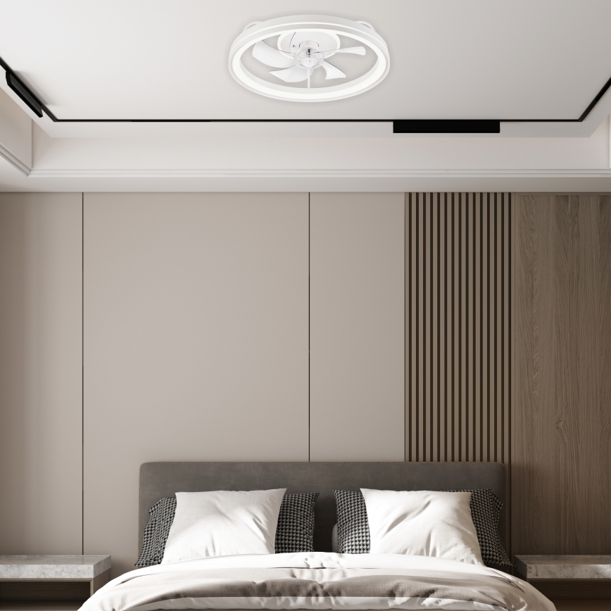 LED Pritemdomas lubinis šviestuvas su ventiliatoriumi FARGO LED/37W/230V baltas + nuotolinio valdymo pultas
