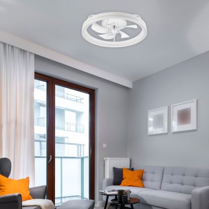 LED Pritemdomas lubinis šviestuvas su ventiliatoriumi FARGO LED/37W/230V baltas + nuotolinio valdymo pultas