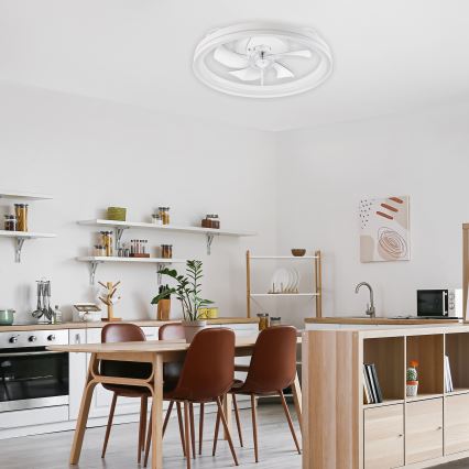 LED Pritemdomas lubinis šviestuvas su ventiliatoriumi FARGO LED/37W/230V baltas + nuotolinio valdymo pultas