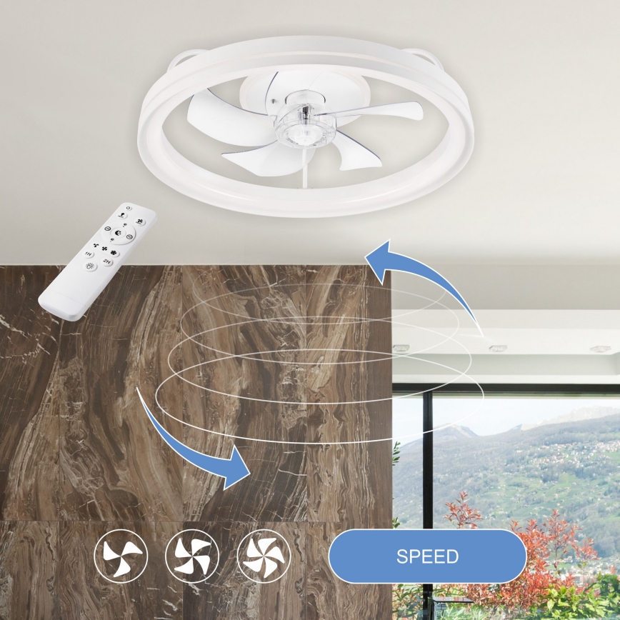 LED Pritemdomas lubinis šviestuvas su ventiliatoriumi FARGO LED/37W/230V baltas + nuotolinio valdymo pultas