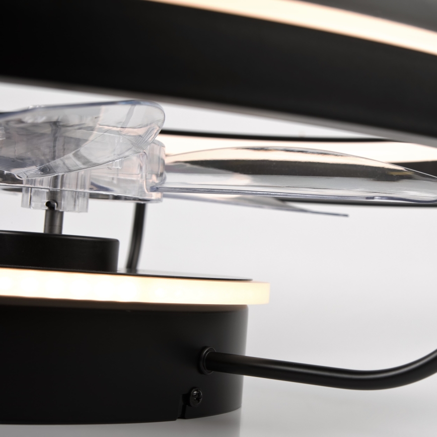 LED Pritemdomas lubinis šviestuvas su ventiliatoriumi FARGO LED/37W/230V juoda + nuotolinio valdymo pultas