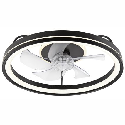 LED Pritemdomas lubinis šviestuvas su ventiliatoriumi FARGO LED/37W/230V juoda + nuotolinio valdymo pultas