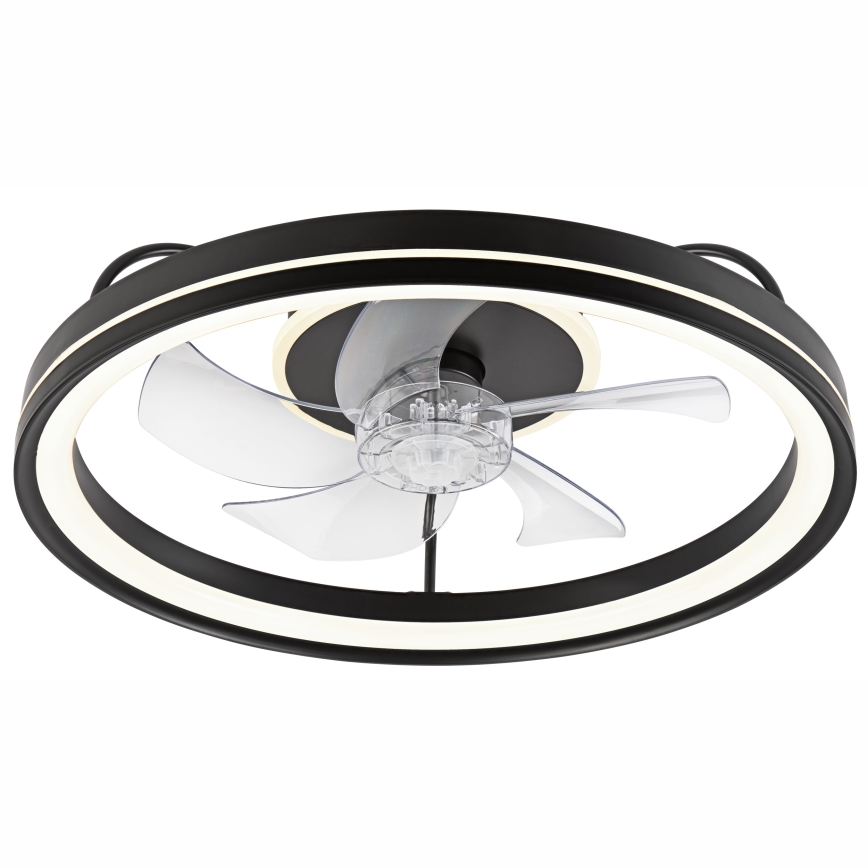 LED Pritemdomas lubinis šviestuvas su ventiliatoriumi FARGO LED/37W/230V juoda + nuotolinio valdymo pultas
