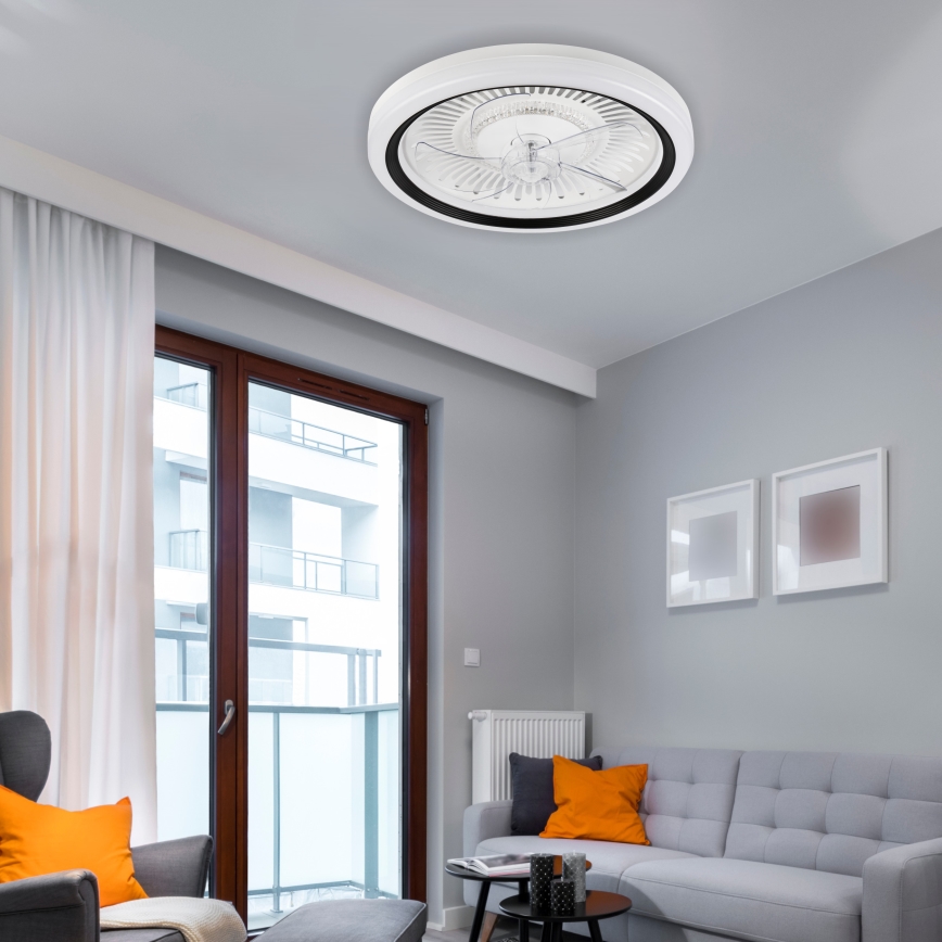 LED Pritemdomas lubinis šviestuvas su ventiliatoriumi GEMMA LED/37W/230V balta + nuotolinio valdymo pultas