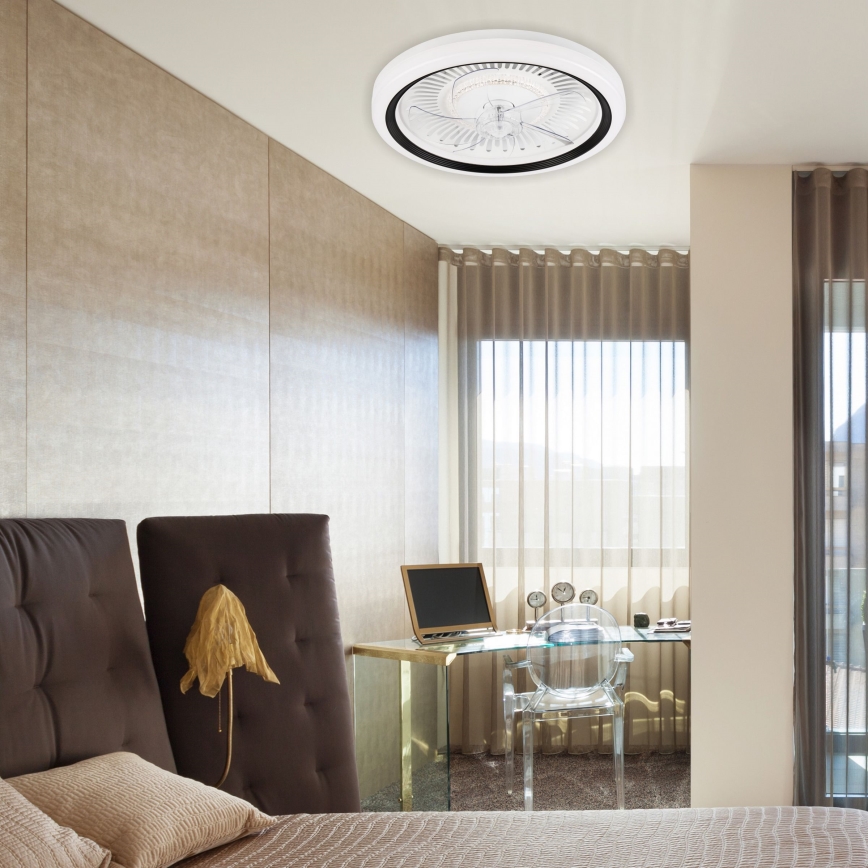 LED Pritemdomas lubinis šviestuvas su ventiliatoriumi GEMMA LED/37W/230V balta + nuotolinio valdymo pultas