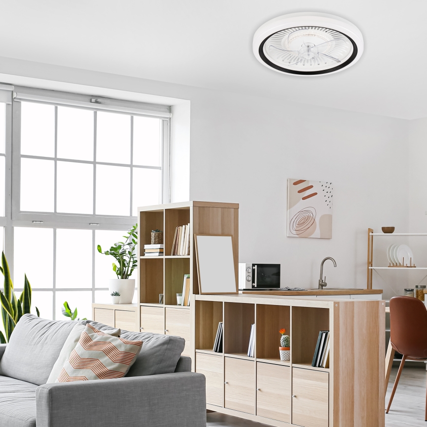 LED Pritemdomas lubinis šviestuvas su ventiliatoriumi GEMMA LED/37W/230V balta + nuotolinio valdymo pultas