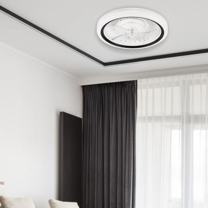 LED Pritemdomas lubinis šviestuvas su ventiliatoriumi GEMMA LED/37W/230V balta + nuotolinio valdymo pultas