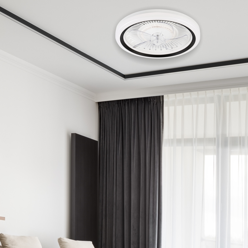 LED Pritemdomas lubinis šviestuvas su ventiliatoriumi GEMMA LED/37W/230V balta + nuotolinio valdymo pultas